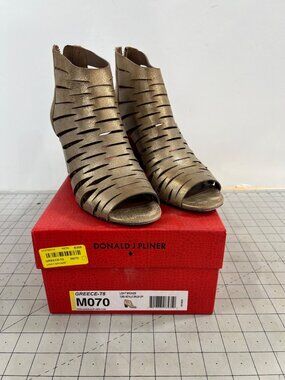 Donald J Pliner Greece-T8 Light Bronze Cutout Peep-Toe Sandals Women's Sz 7